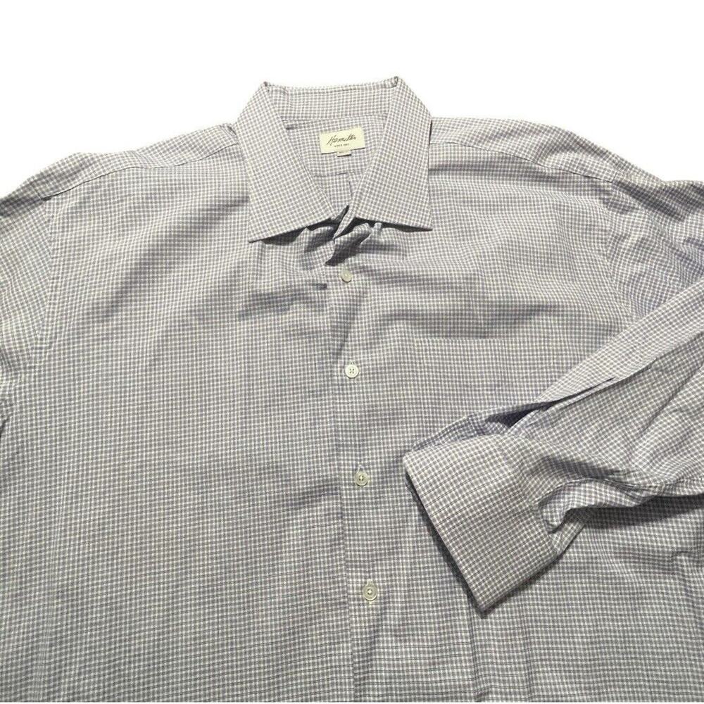 Hamilton Co. Shirt Men XXL Modern LS Button Down USA Gingham Plaid Purple & Blue